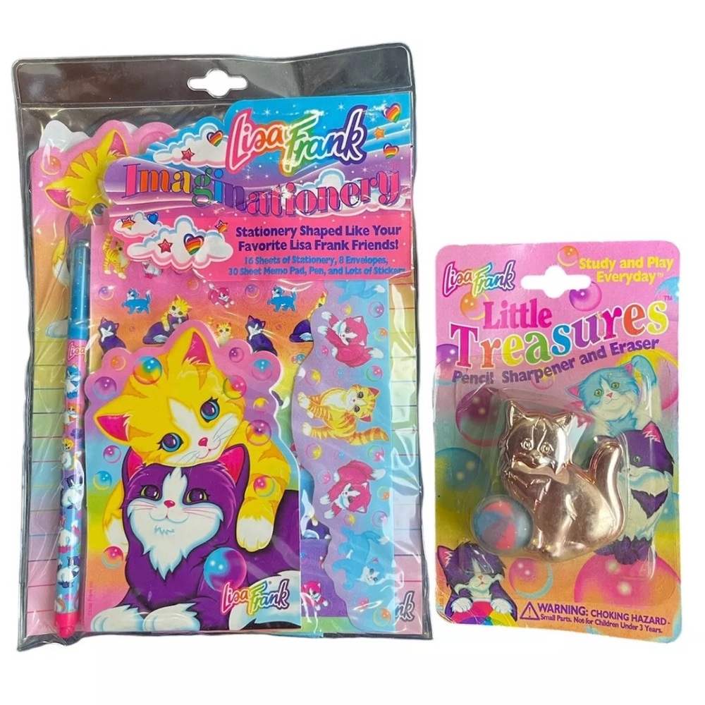 Vintage Lisa frank cat stationery and cat pencil sharpener sealed